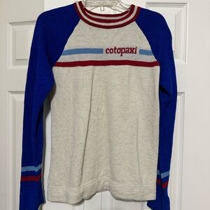 Cotopaxi Red, Blue, and Cream Knit Top